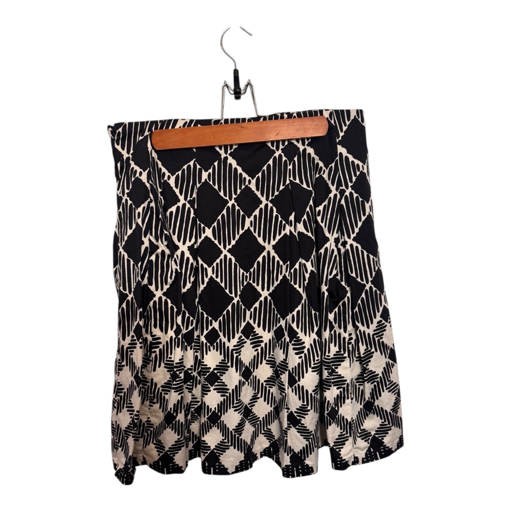 Talbots Womens Black White Geometric Diamond Print Pleated A Line Skirt Size 6 - Picture 4 of 6